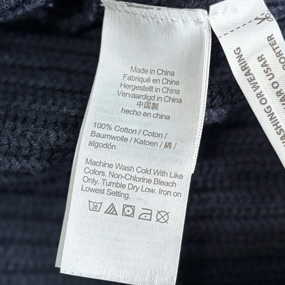 J. Crew Navy Blue Half-Zip Cotton Hand Knit Sweater‎ Size Est. Medium EUC